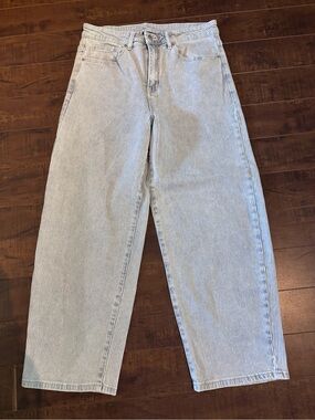 RD Style Light Blue Pinstripe barrel-leg Jeans
